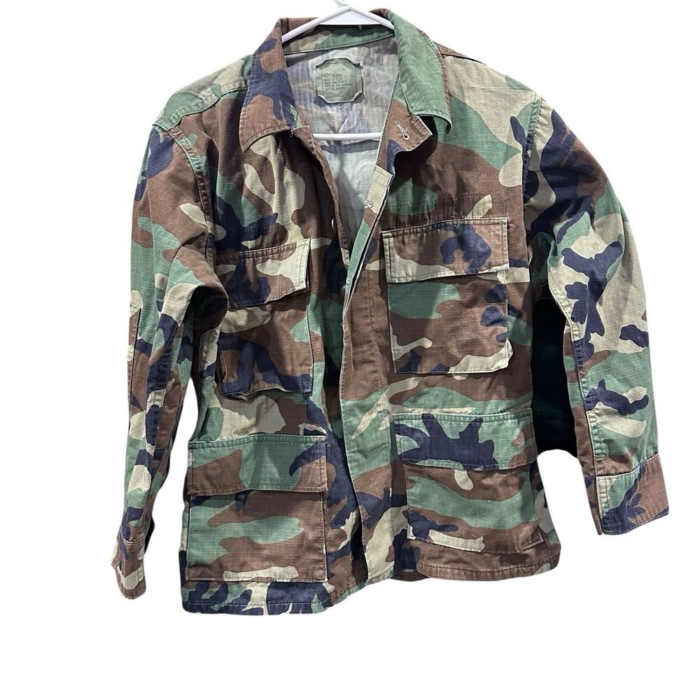 Vintage 1983 US Army Woodland Camo Combat BDU Jacket Small XX Short Ripstop